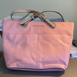 Michael Kors Pink Pebbled Leather Tote with Neutral Handles